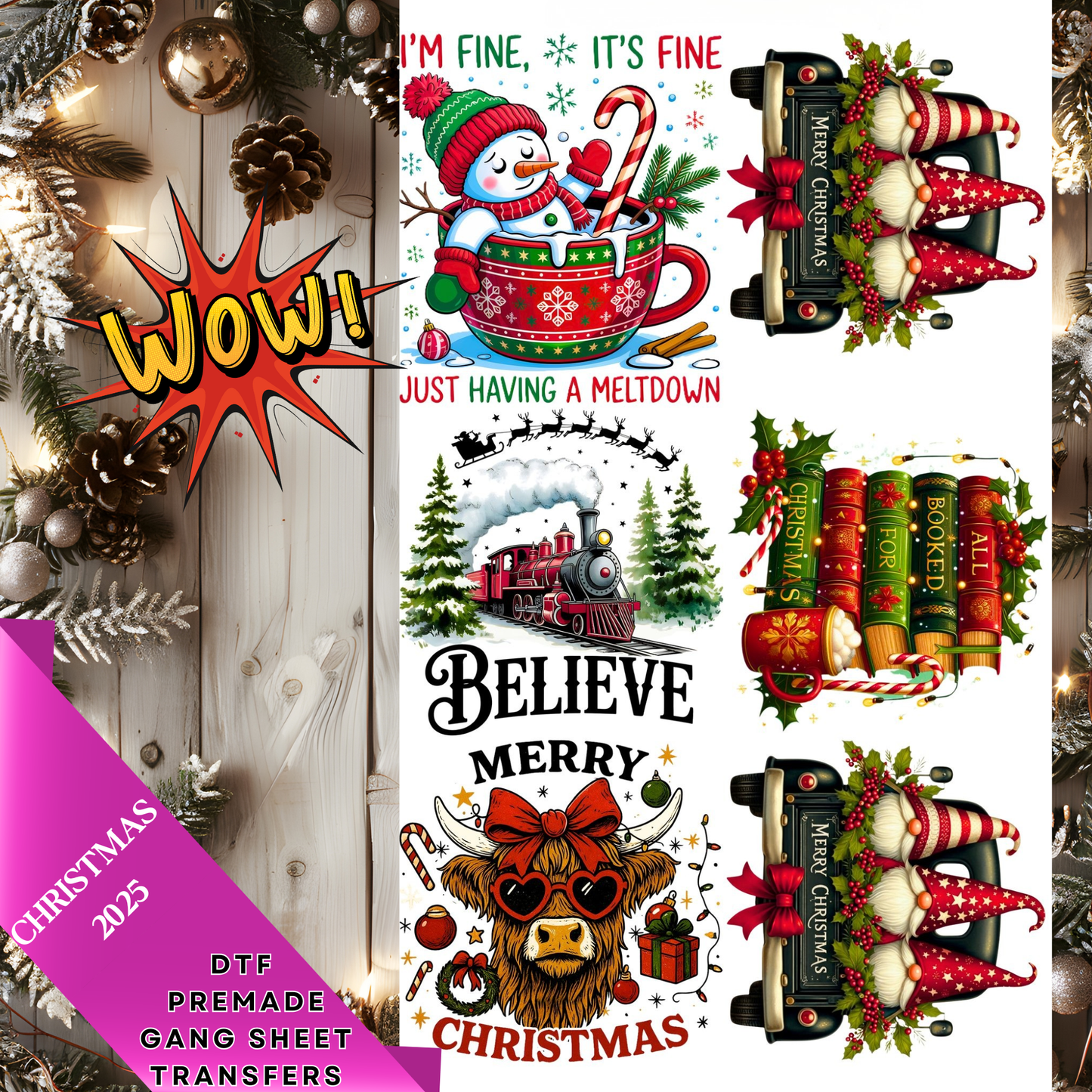 PRE-MADE CHRISTMAS GANG SHEET 22" X 36"