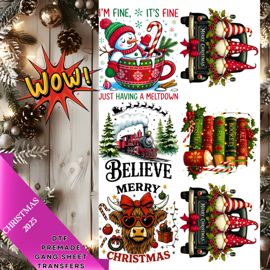 PRE-MADE CHRISTMAS GANG SHEET 22" X 36"