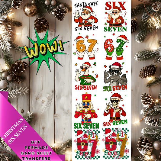 PREMADE GANG SHEET-10 CHRISTMAS 67 DESIGNS-22" x 60"-IDEAL FOR XL YOUTH